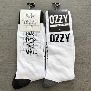 Pink Floyd The Wall Socks & Ozzy Osbourne Band Socks Bundle Official Merch Retro